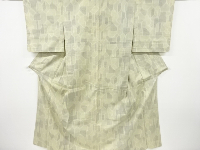 JAPANESE KIMONO / ANTIQUE HITOE KIMONO / SILK / HAND WOVEN TSUMUGI / ABSTRACT PATTERN